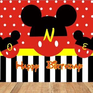 Mickey Mouse Disney Junior 1st Birthday Party High Chair Decoration & ONE Banner